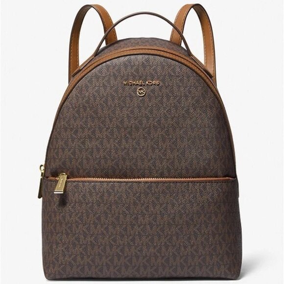Michael Kors Valerie Backpack Medium Logo Brown Acorn #30F2G9VB2B New Sealed
